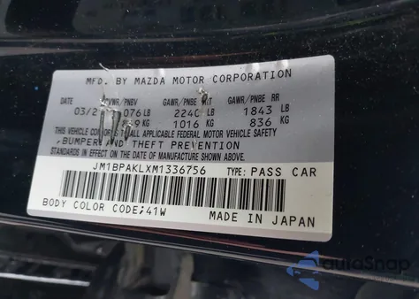 2021 Mazda Mazda3 Select из США, поврежденный, VIN JM1BPAKLXM1336756